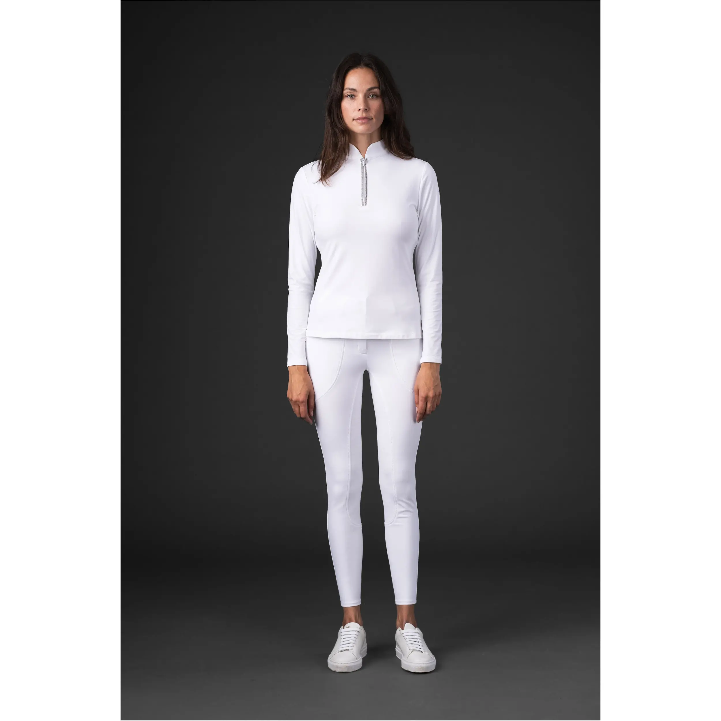 Damen Turniershirt Langarm VINICA half-zip weiß