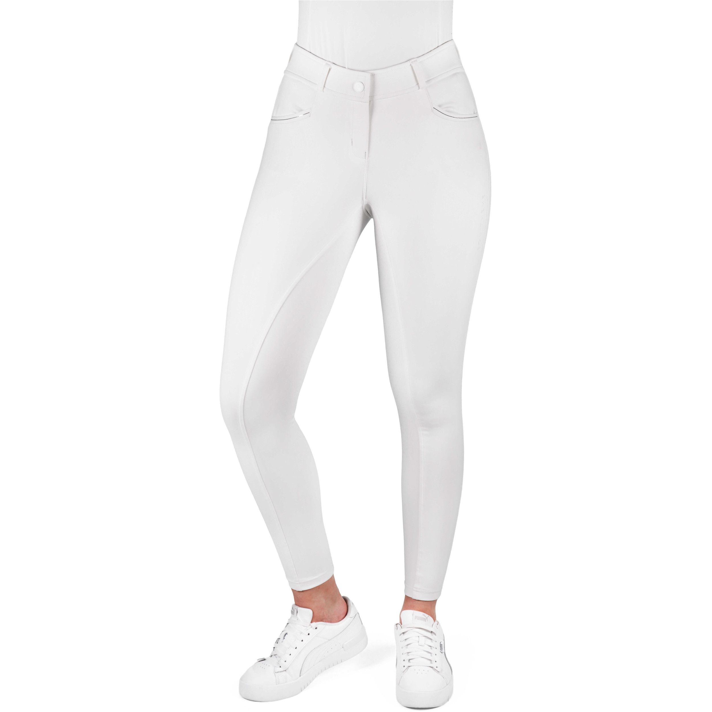 Damen Reithose Silikon Vollbesatz EK-CARLY weiß