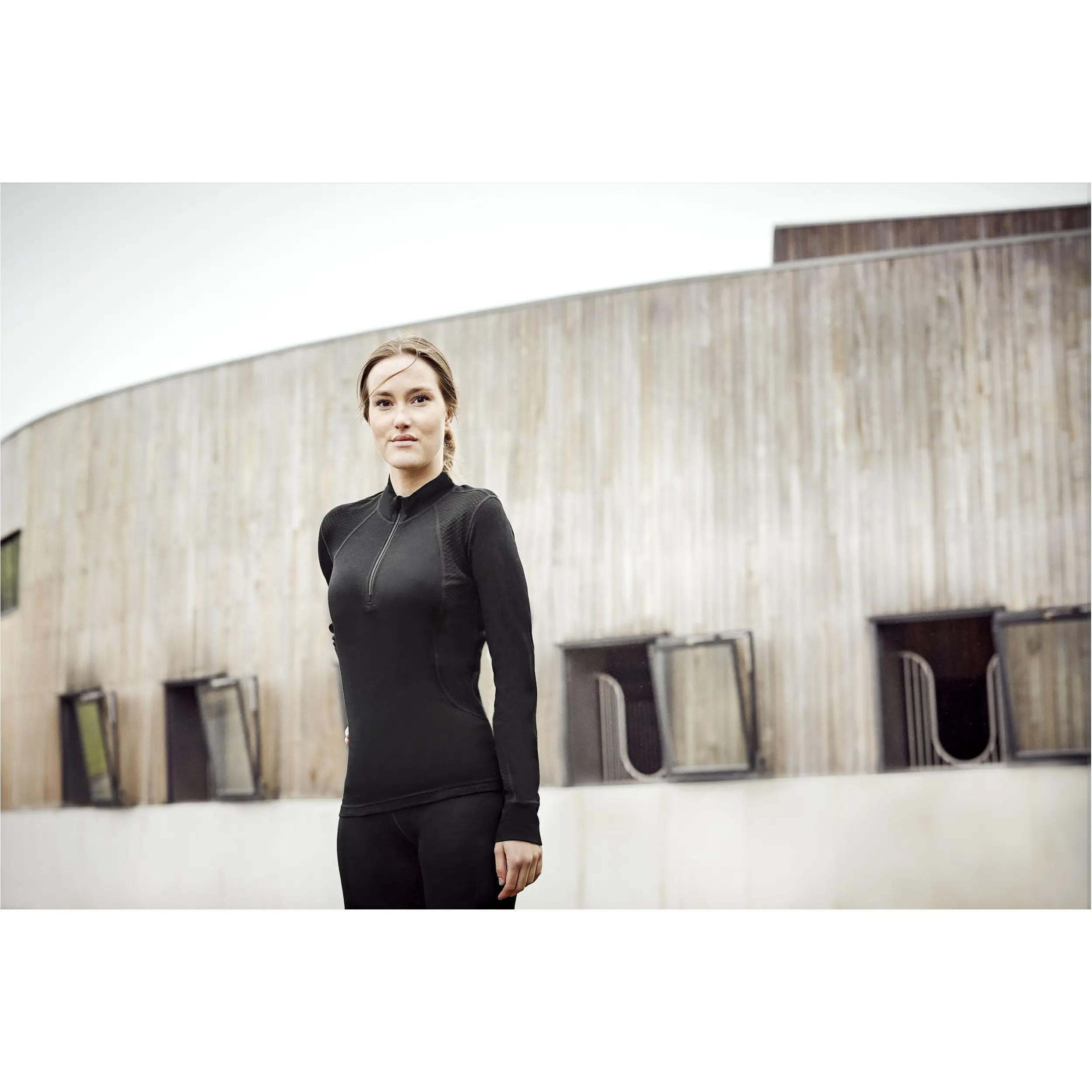 Damen Langarmshirt Half-Zip MADELEINE Merino schwarz