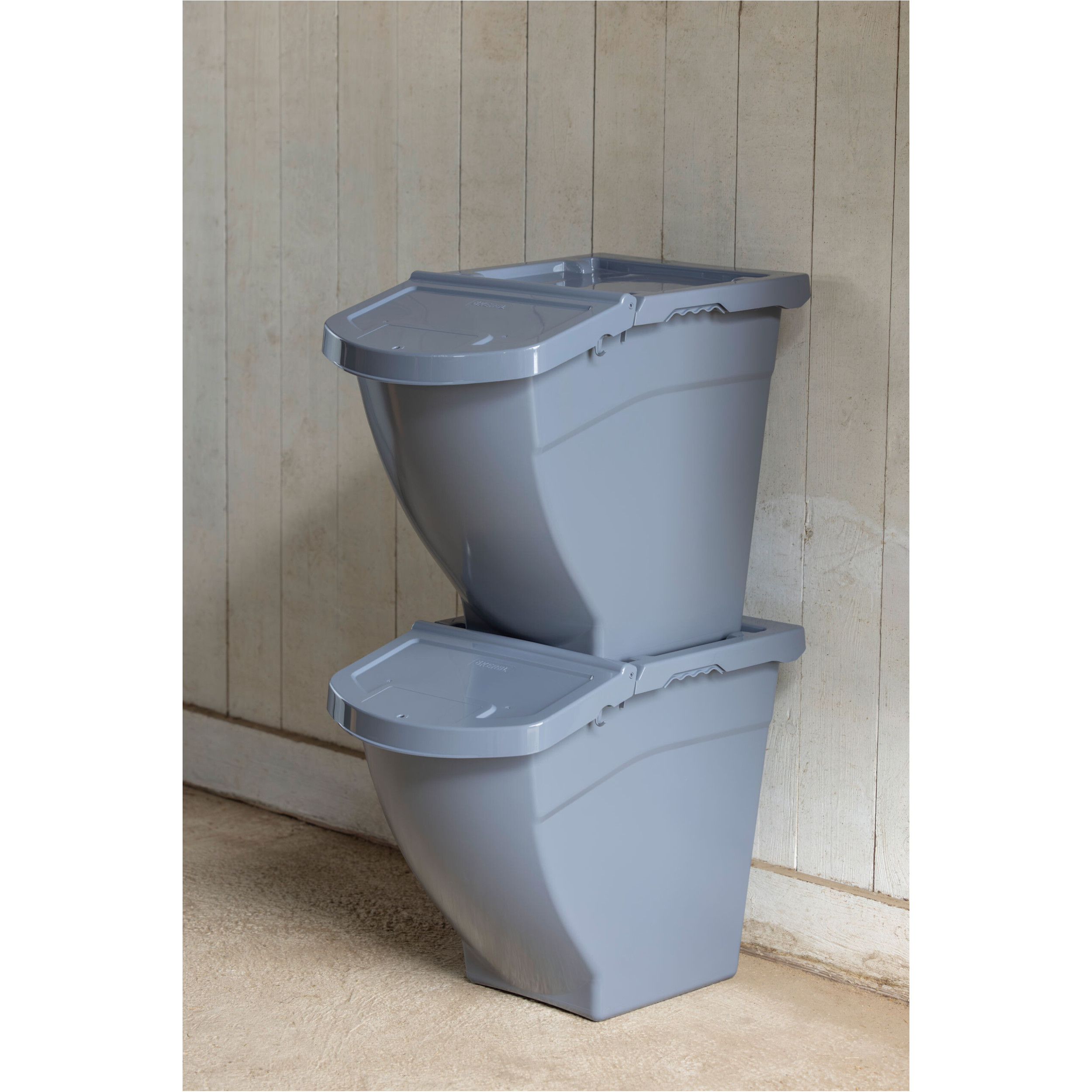 Futterbox stapelbar mit Deckel grau 40l