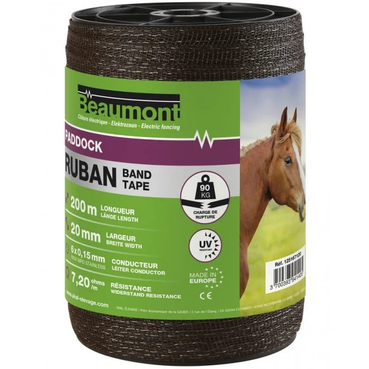 Zaunband Paddock braun 200m/20mm