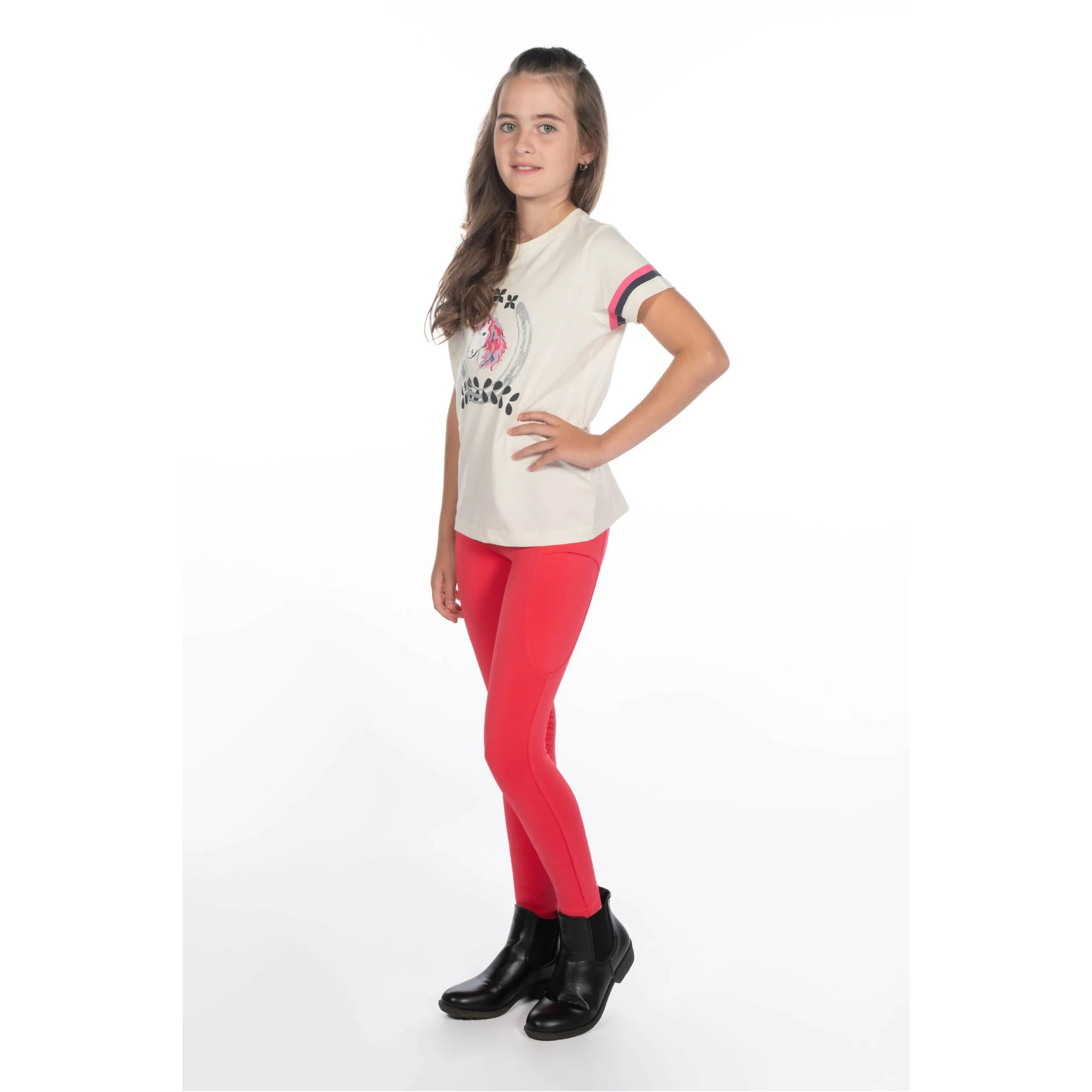Kinder Reitleggings Silikon Vollbesatz AYMEE pink