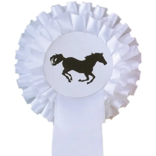 Turnierschleife Zweifachrosette weiß/weiß