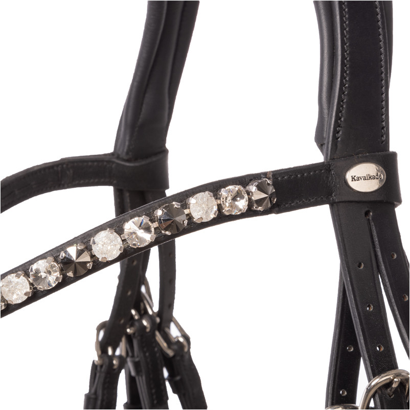 Kandarenzaum mit schwedischen Reithalfter SELINA schwarz lack/weiß