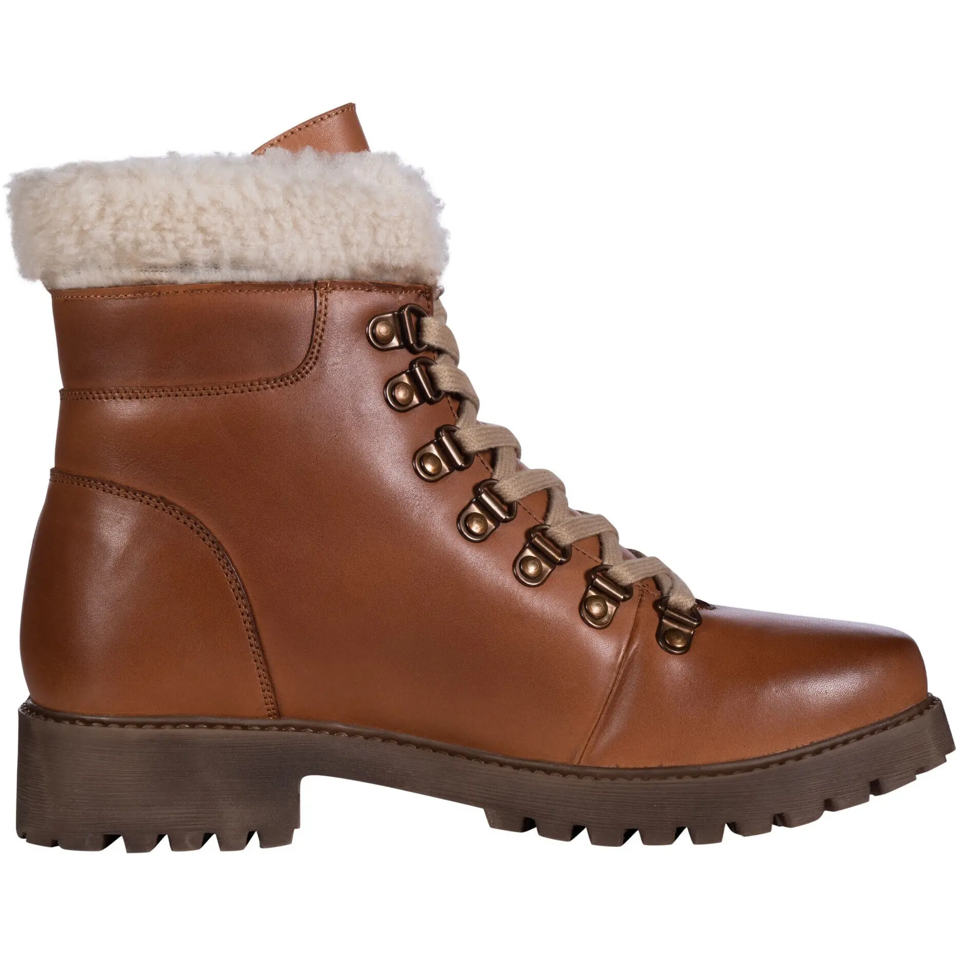 Schnürboots WALKER Echtleder cognac