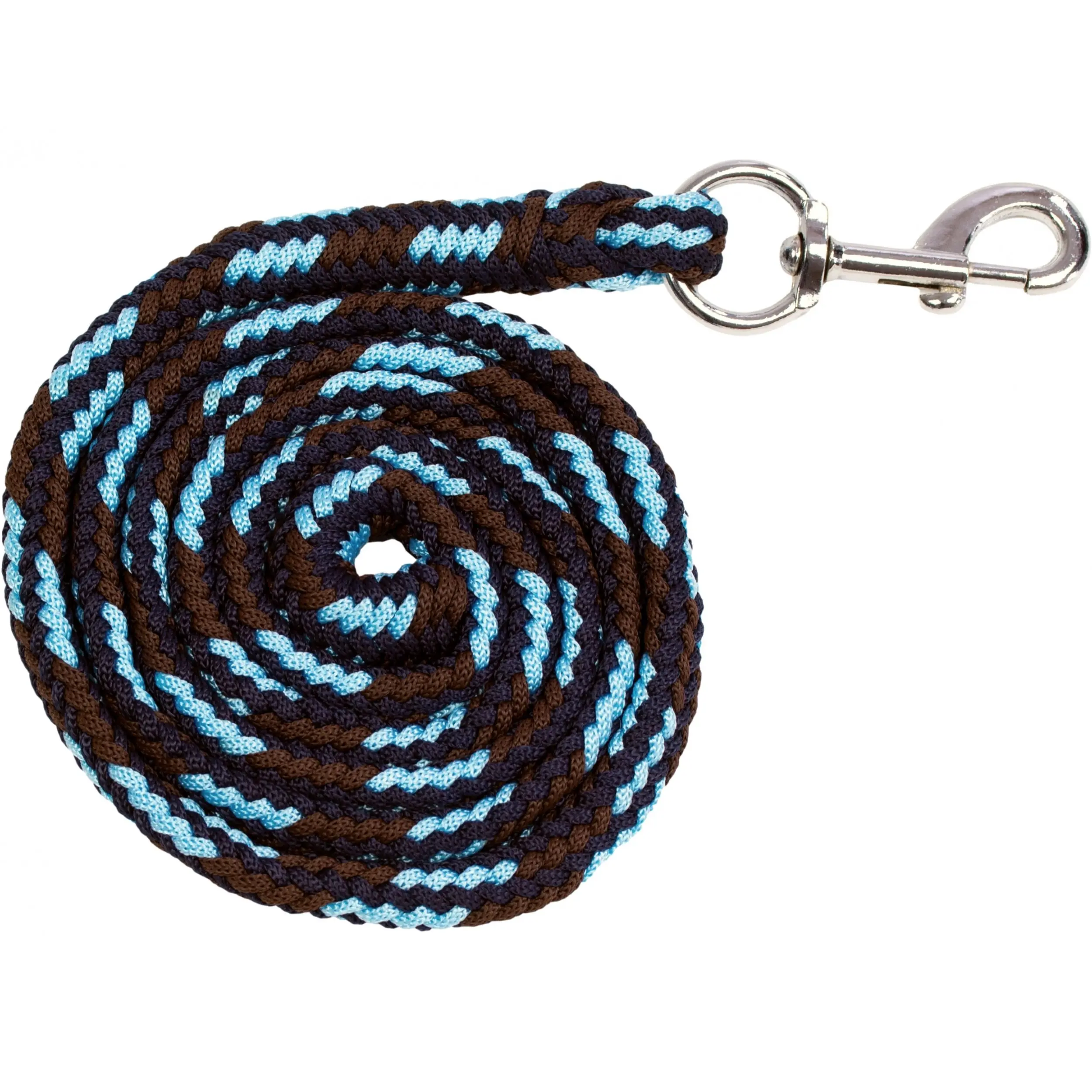 Führstrick mit Karabinerhaken BASICLINE dunkelblau/babyblau/braun 180cm
