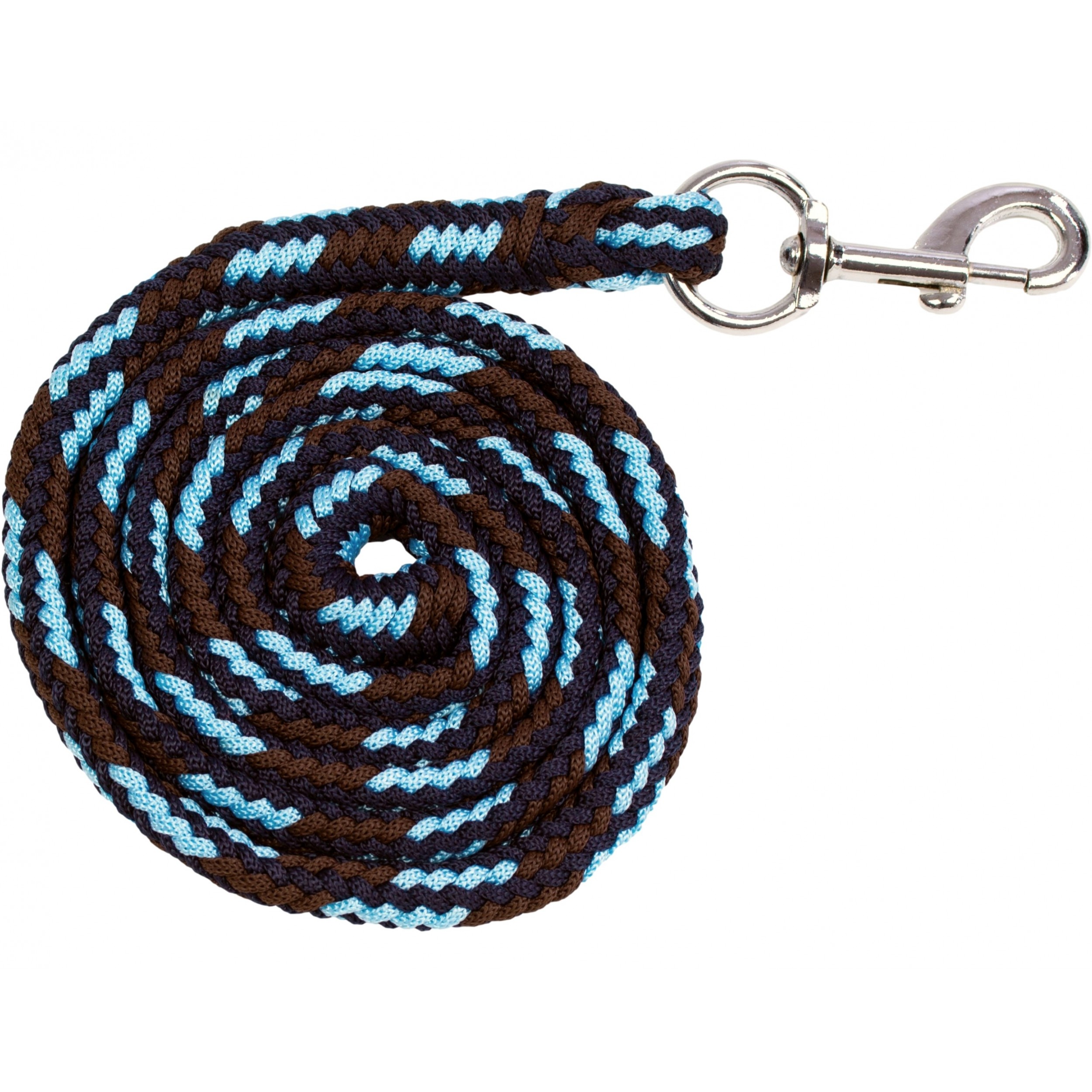 Führstrick mit Karabinerhaken BASICLINE dunkelblau/babyblau/braun 180cm