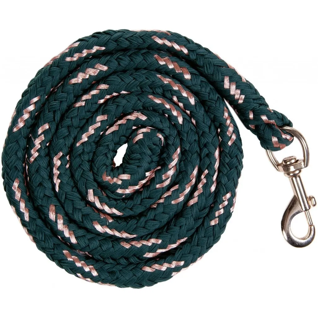 Führstrick mit Karabinerhaken ROSEGOLD smaragdgrün/rosegold 180cm