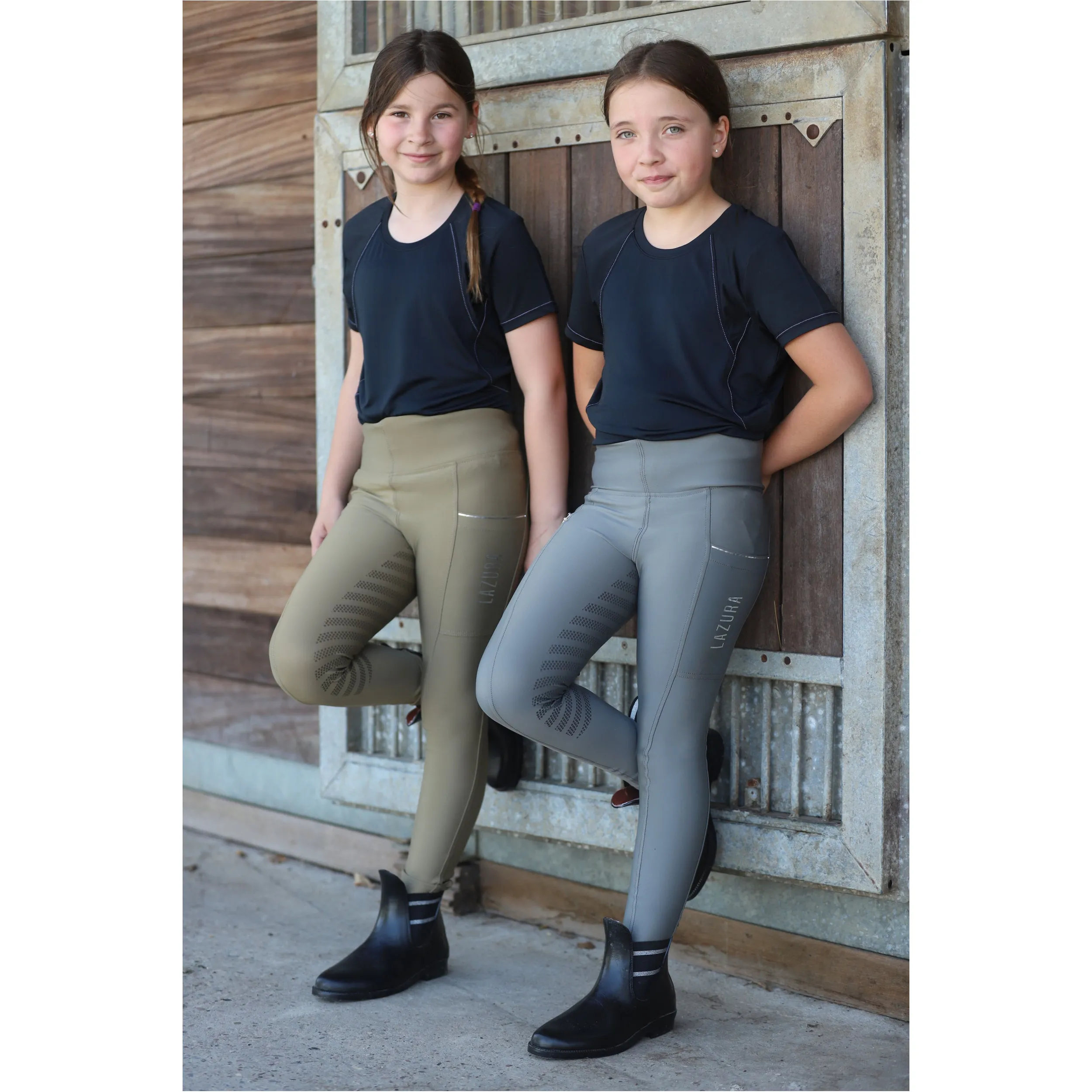 Kinder Reitleggings Silikon Vollbesatz FENJA stone
