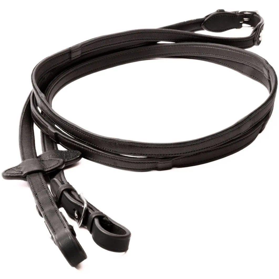 Softleder Zügel geölt 5 Stege schwarz/silber 16mm