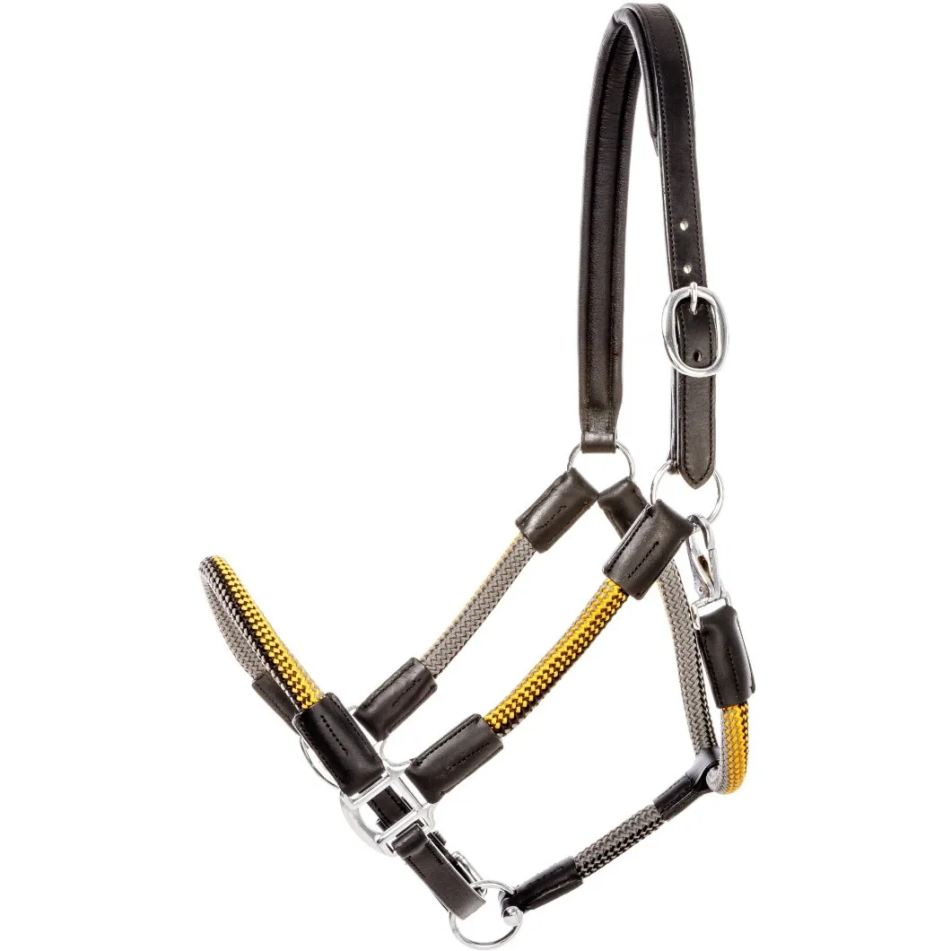 Seil-Halfter mit Strick CAVO schwarz/senf/anthrazit
