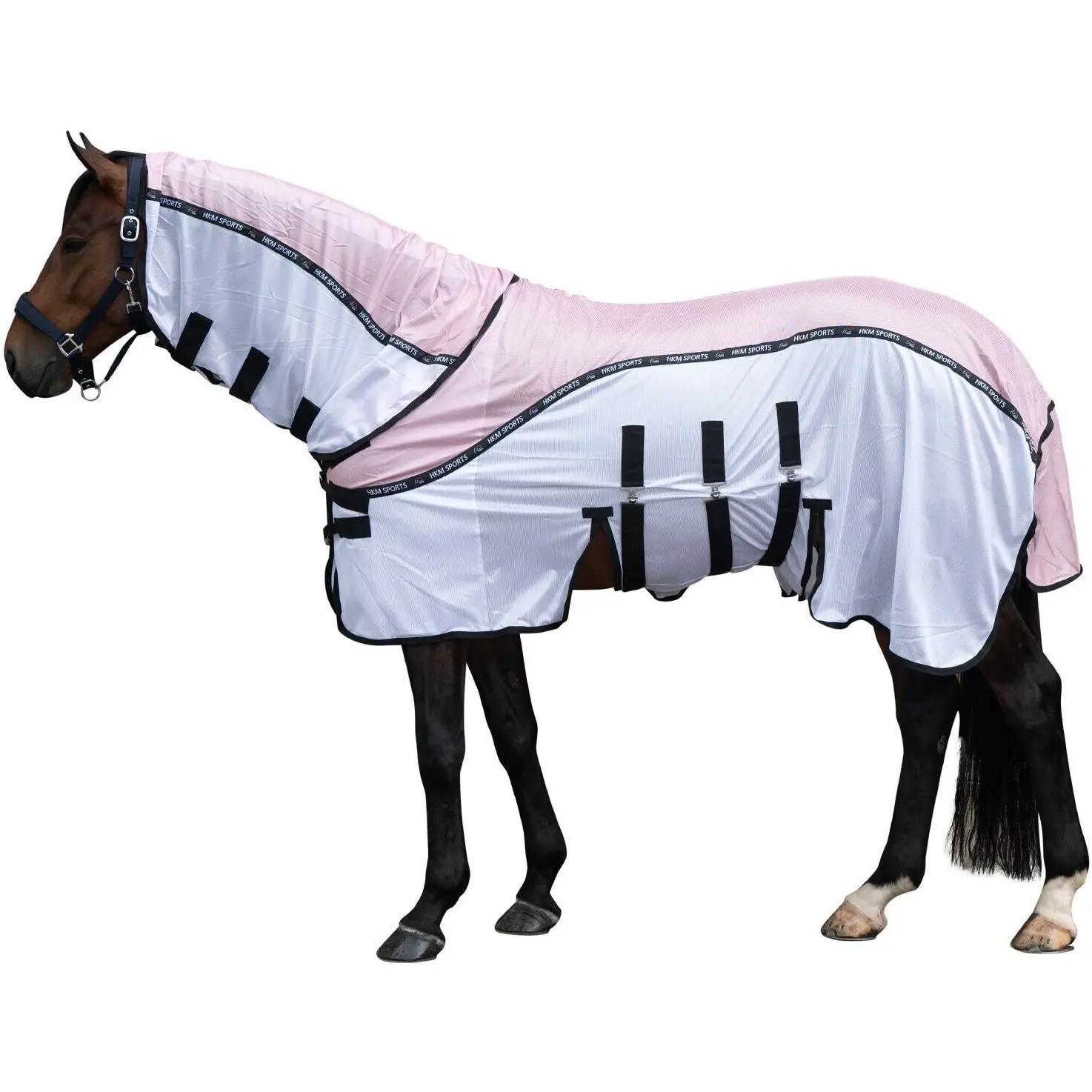 Fliegendecke mit abnehmbarem Halsteil und Bauchlatz LIGHT rosa/weiß