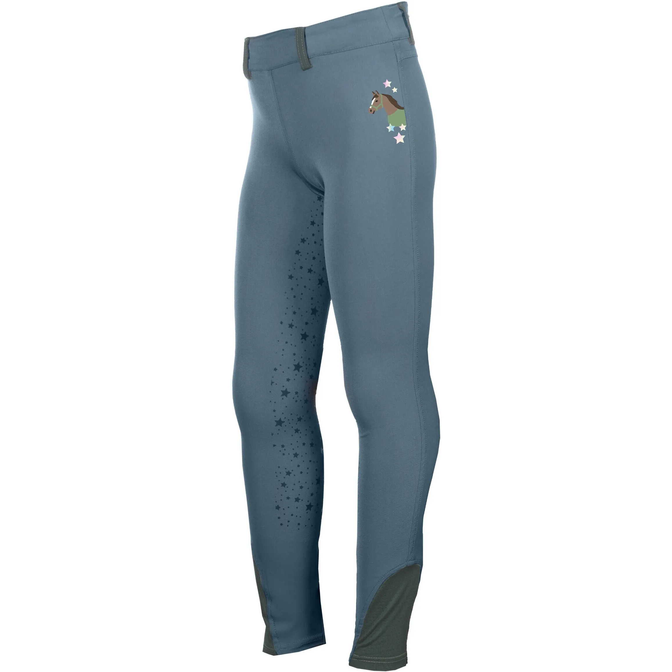 Kinder Reitleggings Silikon Vollbesatz PONY DREAM II rauchblau