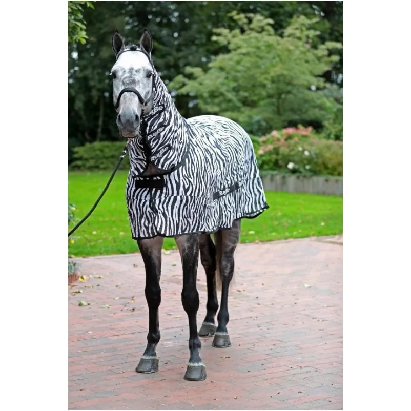 Fliegendecke mit Halsteil RugBe ZEBRA schwarz/weiss
