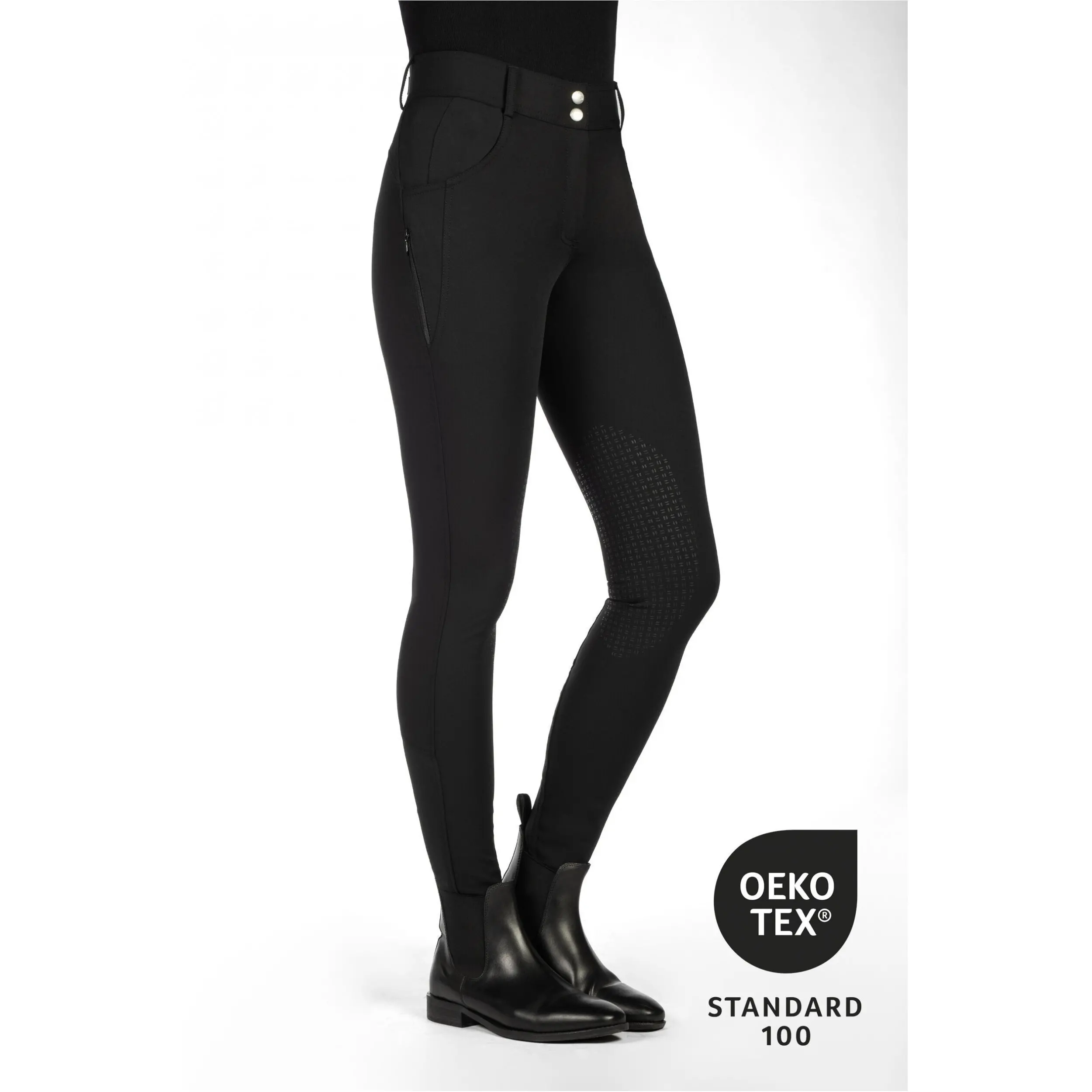 Damen Reithose Silikon Kniebesatz ARI MID RISE schwarz