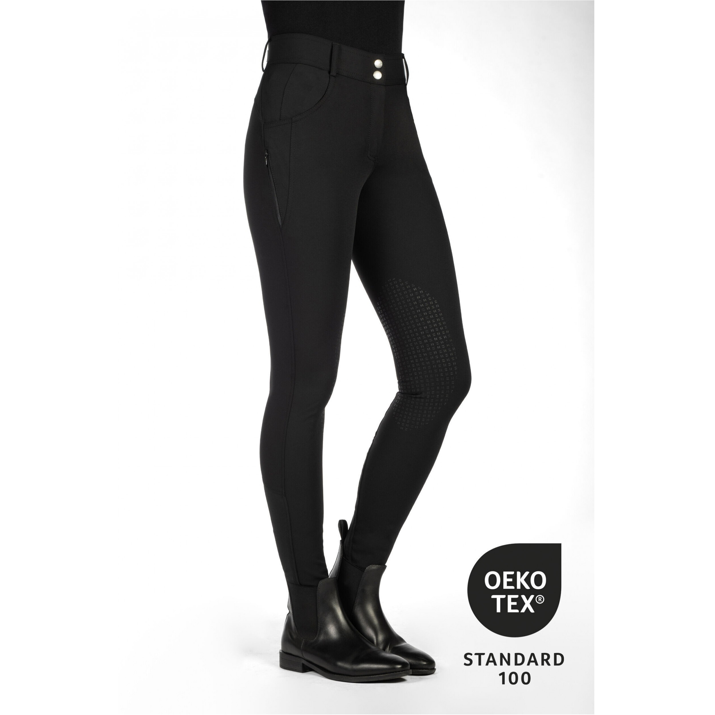 Damen Reithose Silikon Kniebesatz ARI MID RISE schwarz