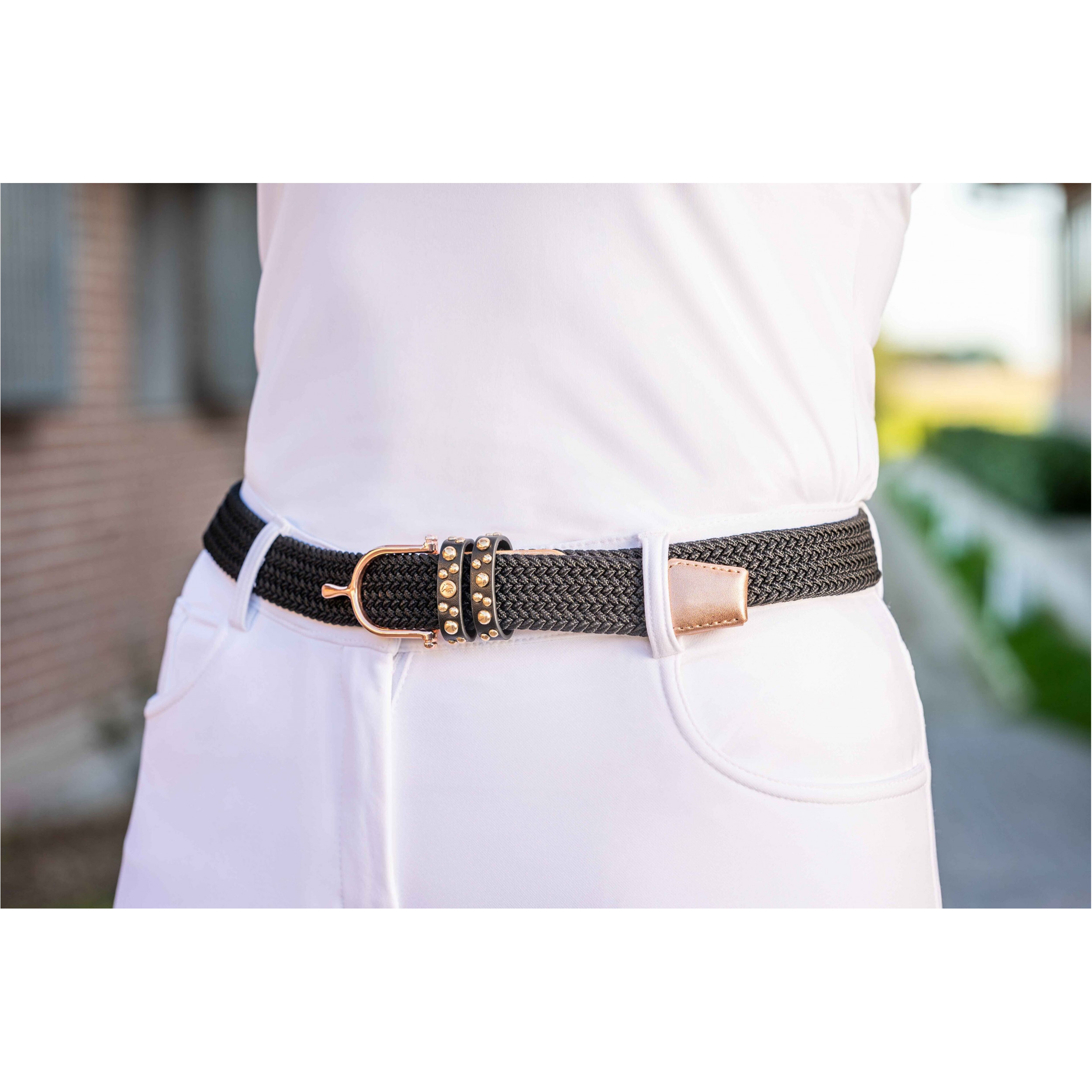 Damen Stretchgürtel ROSEGOLD GLAMOUR STYLE schwarz