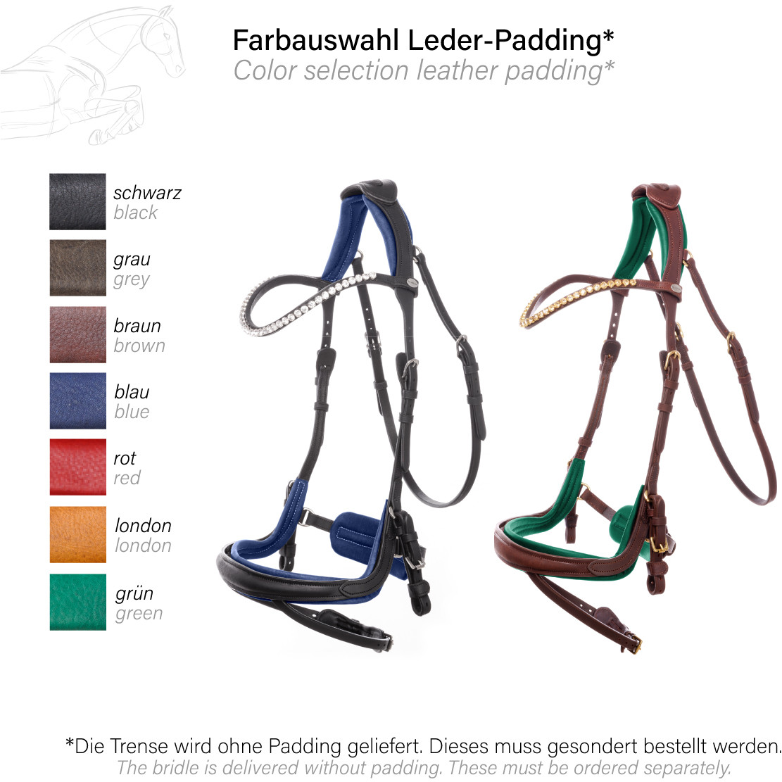 Trensenzaum englisch kombiniert CALIANO VIA Leder geölt braun/messing