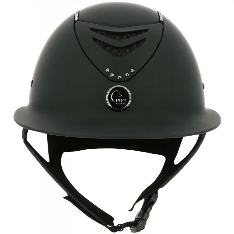 Damen Reithelm ELÉGANCE CRISTAL matt schwarz/schwarz