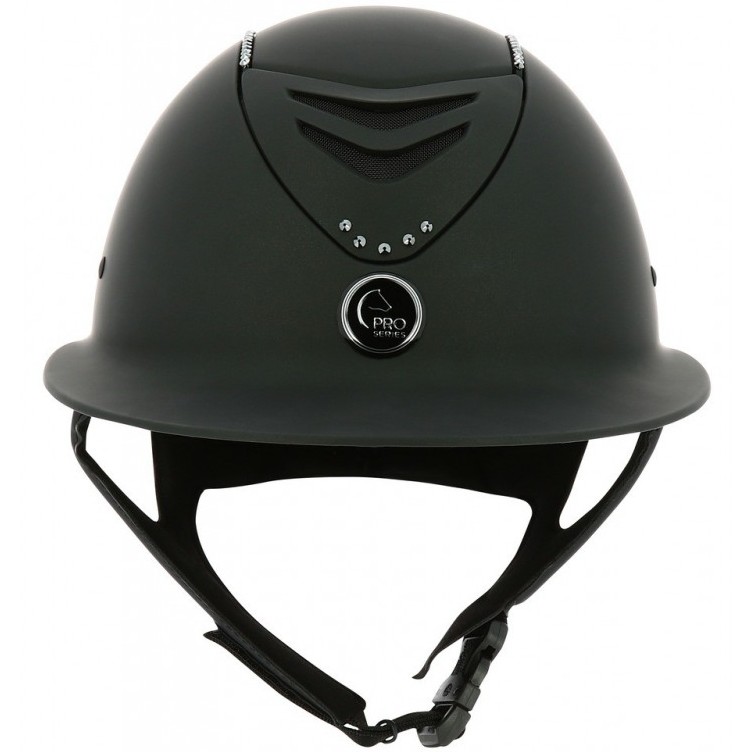 Damen Reithelm ELÉGANCE CRISTAL matt schwarz/schwarz