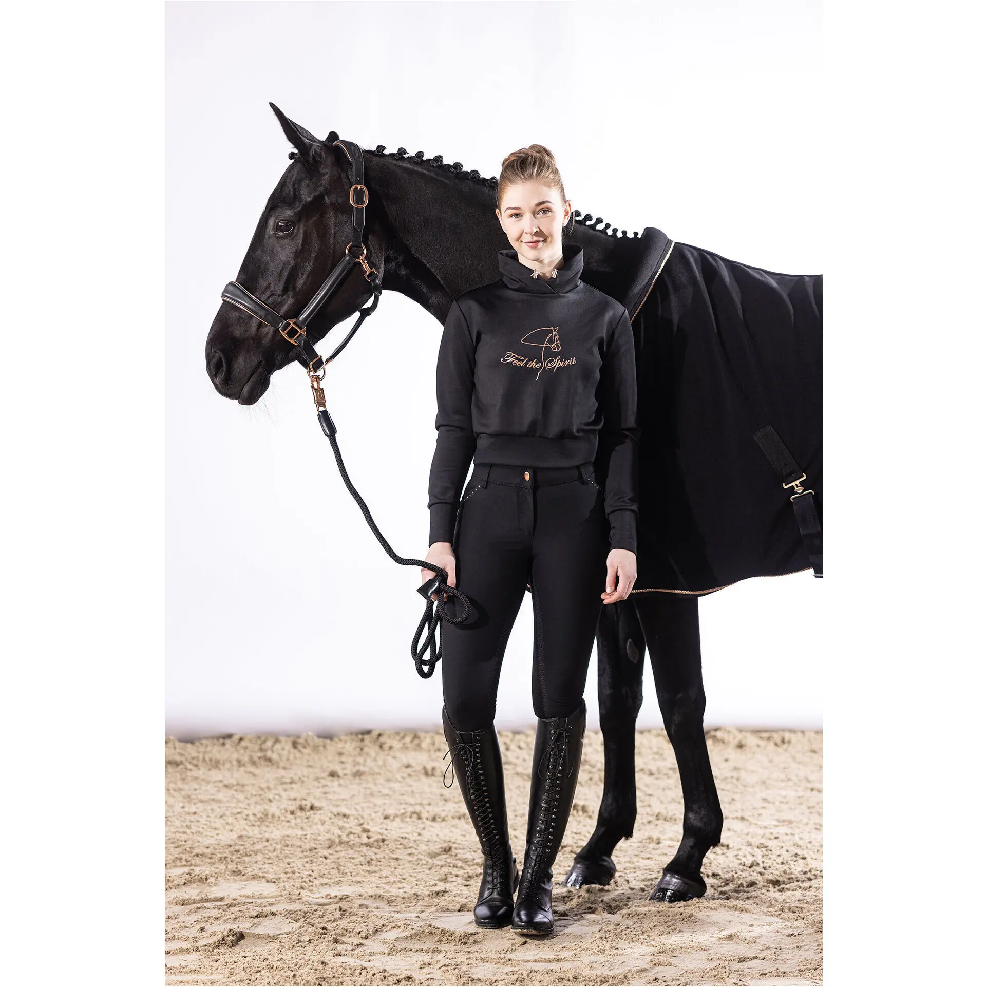 Führstrick mit Panikhaken ROSEGOLD GLAMOUR STYLE schwarz/rosegold Führstrick mit Panikhaken ROSEGOLD GLAMOUR STYLE schwarz/rosegold