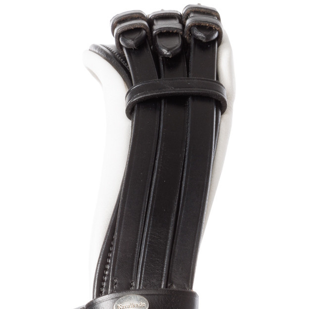 Kandarenzaum mit schwedischen Reithalfter FLEUR schwarz lack/weiß