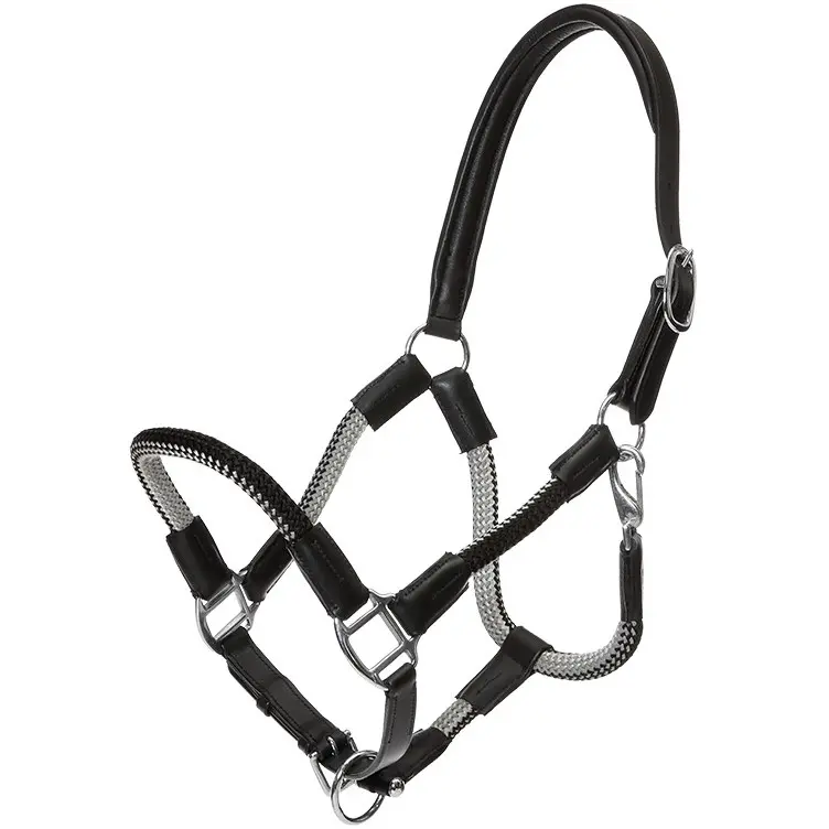 Seil-Halfter mit Strick CAVO schwarz/grau Seil-Halfter mit Strick CAVO schwarz/grau