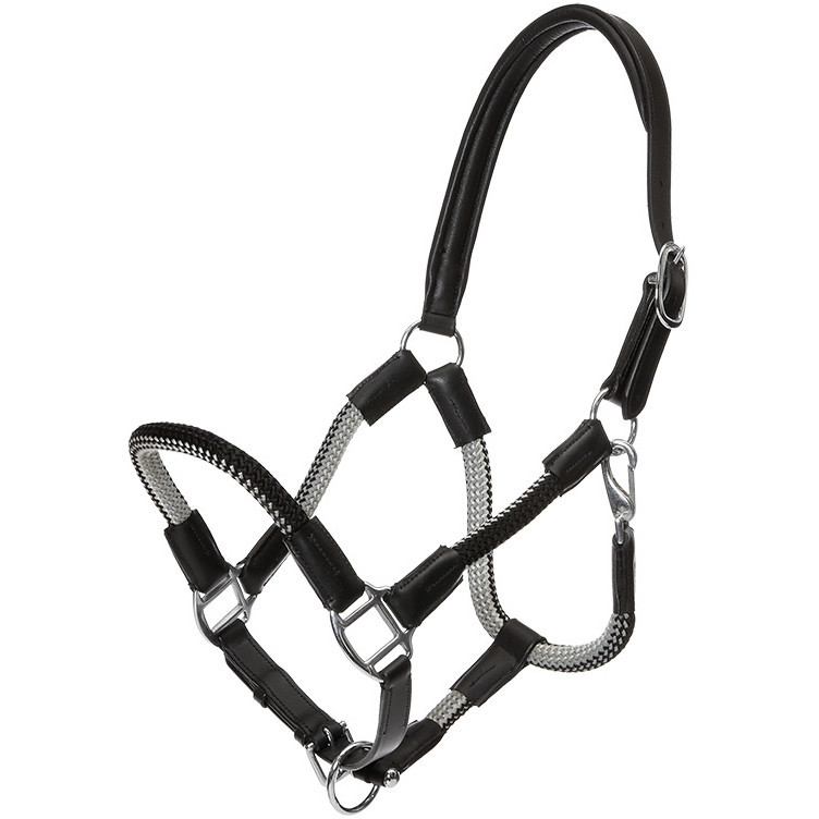 Seil-Halfter mit Strick CAVO schwarz/grau