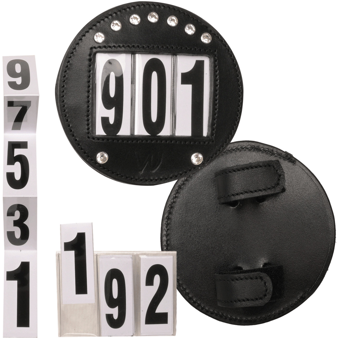 Kopfnummern für Zaum 3-stellig Echtleder schwarz 9,5cm Kopfnummern für Zaum 3-stellig Echtleder schwarz 9,5cm