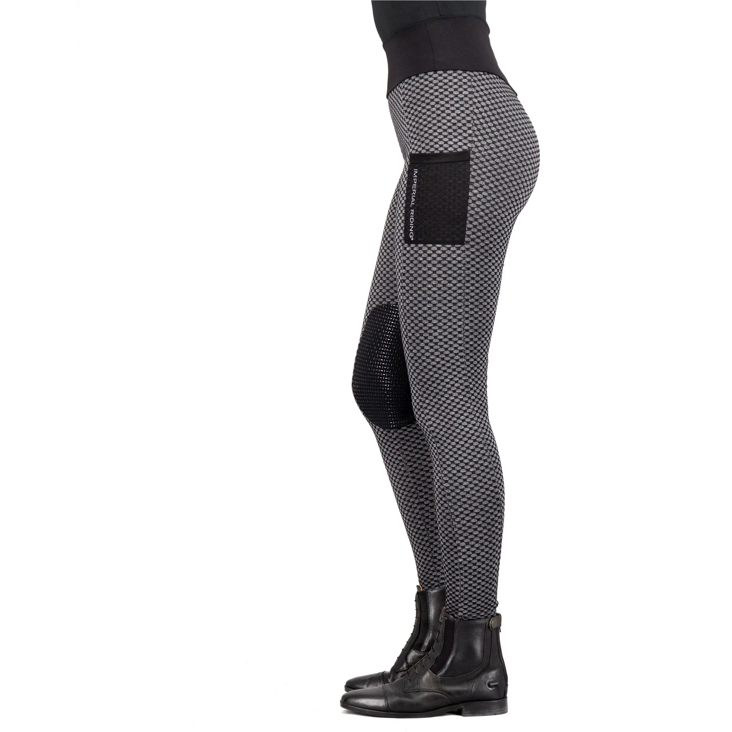 Damen Reitleggings Silikon Kniebesatz IRHDiamond Bubble schwarz