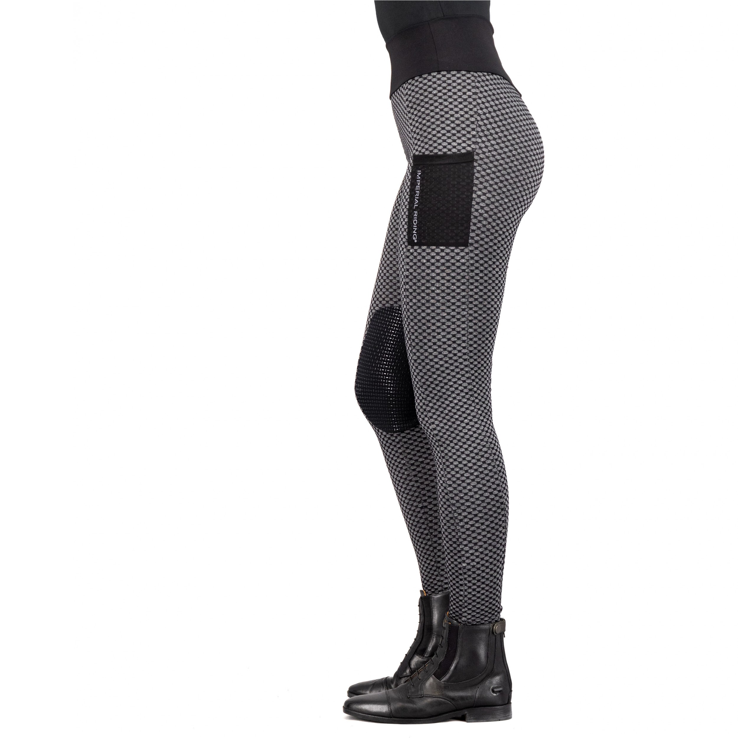 Damen Reitleggings Silikon Kniebesatz IRHDiamond Bubble schwarz