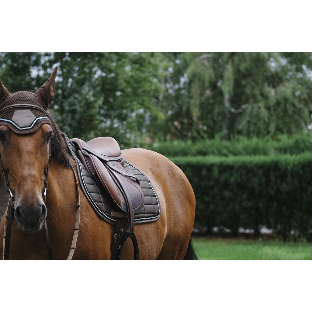 Fliegenohrenhaube mit Strass DOMINO kupfer Fliegenohrenhaube mit Strass DOMINO kupfer