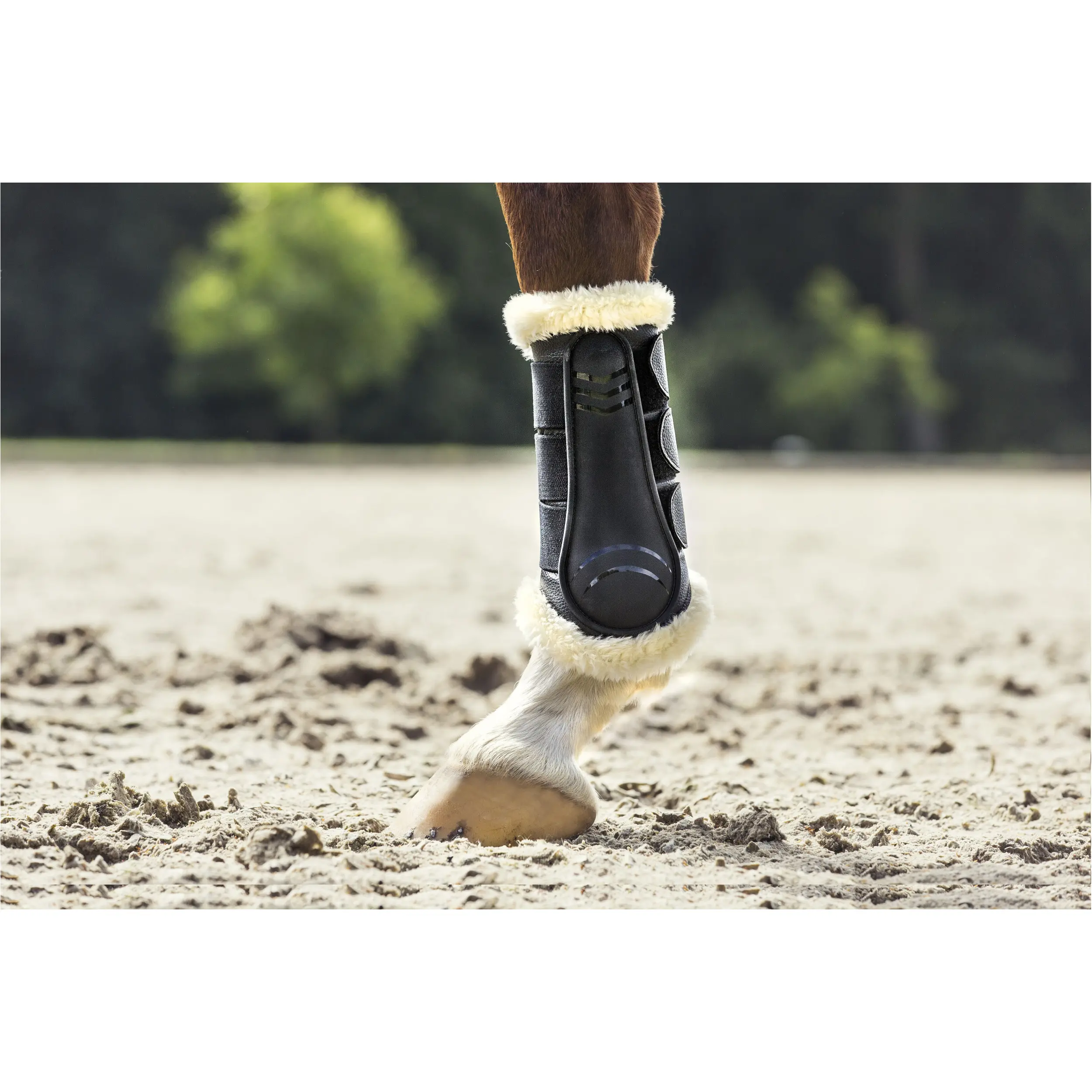 Dressurgamaschen mit imitiertem Lammfell schwarz