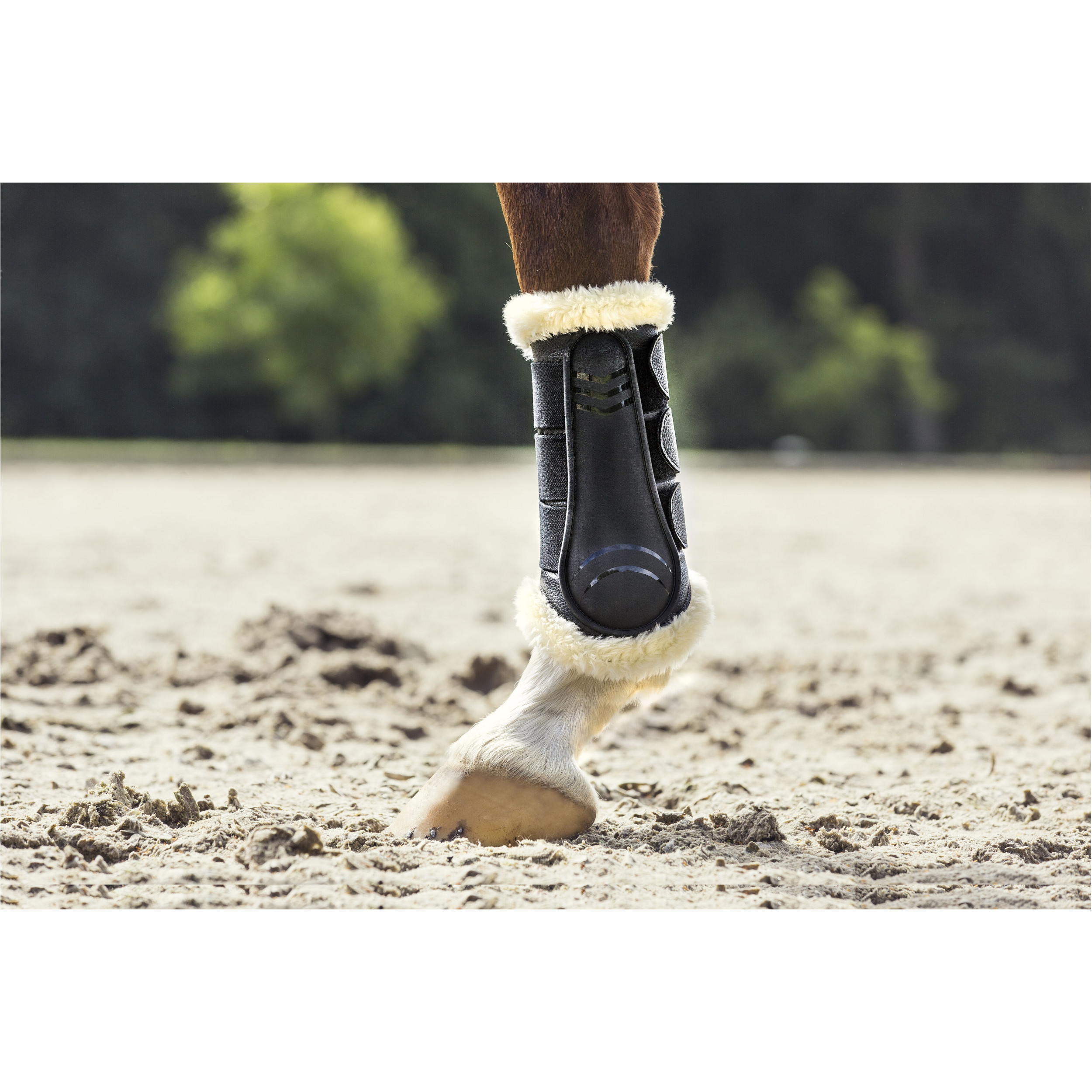 Dressurgamaschen mit imitiertem Lammfell schwarz