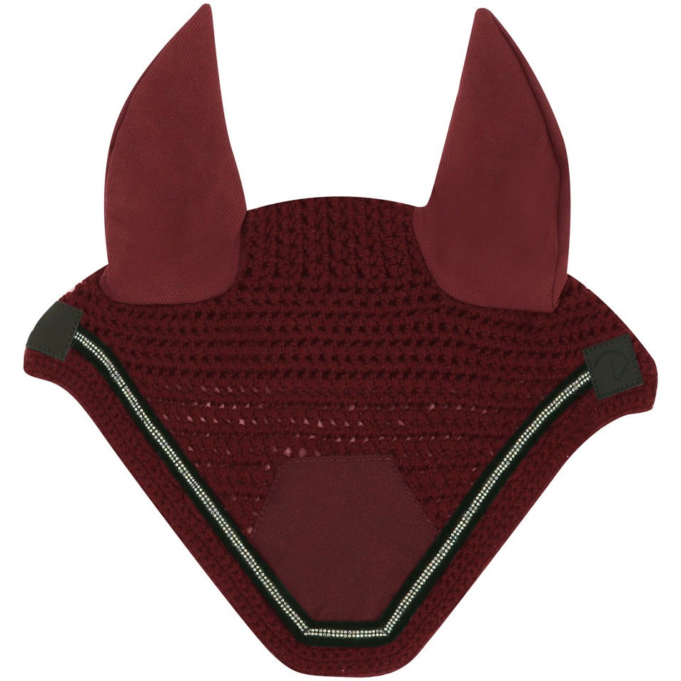 Fliegenohrenhaube mit Strass DOMINO bordeaux
