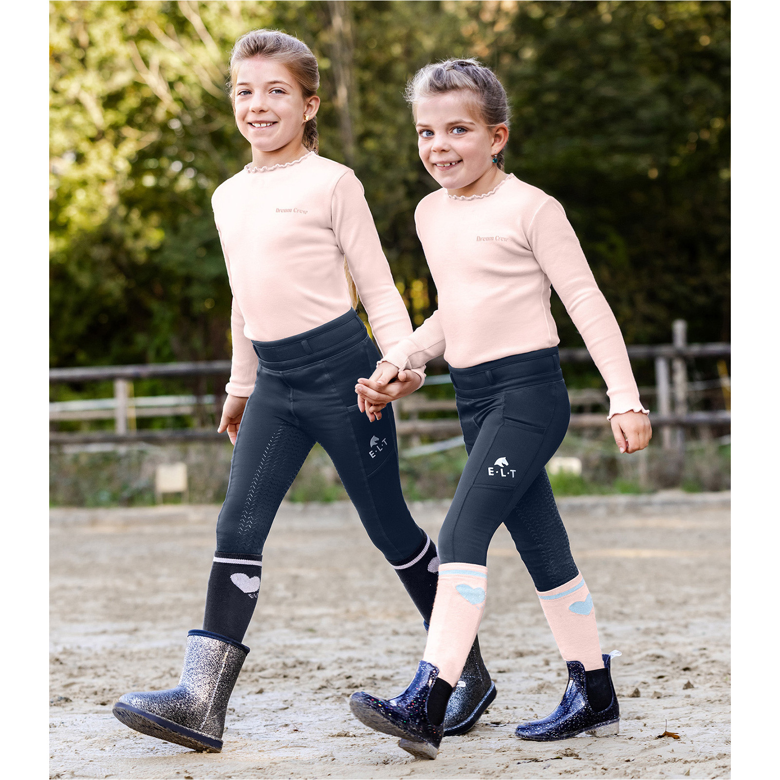 Kinder Reitsocken (3er Set) GLITTER zartrosa/mint/nachtblau