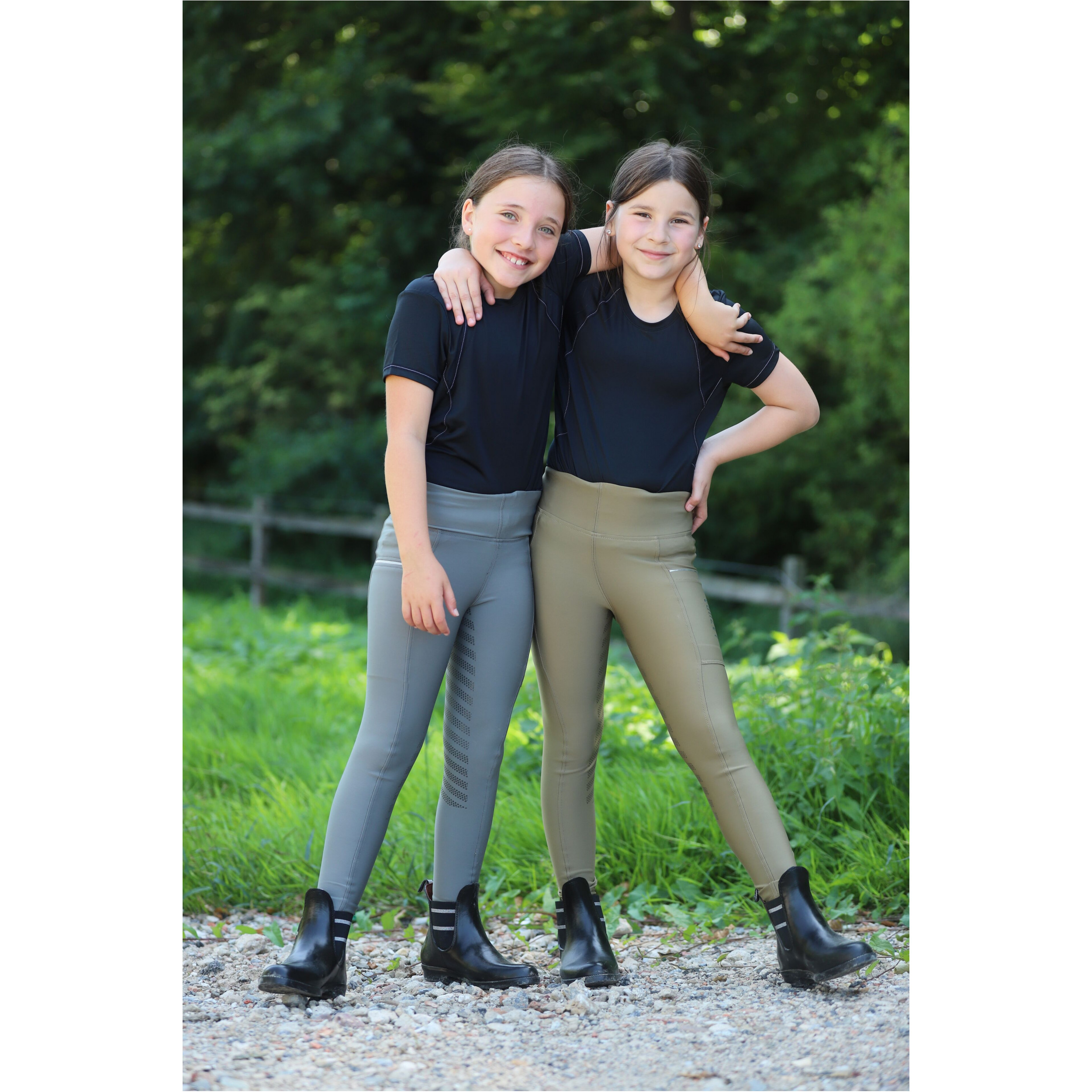 Kinder Reitleggings Silikon Vollbesatz FENJA avocado