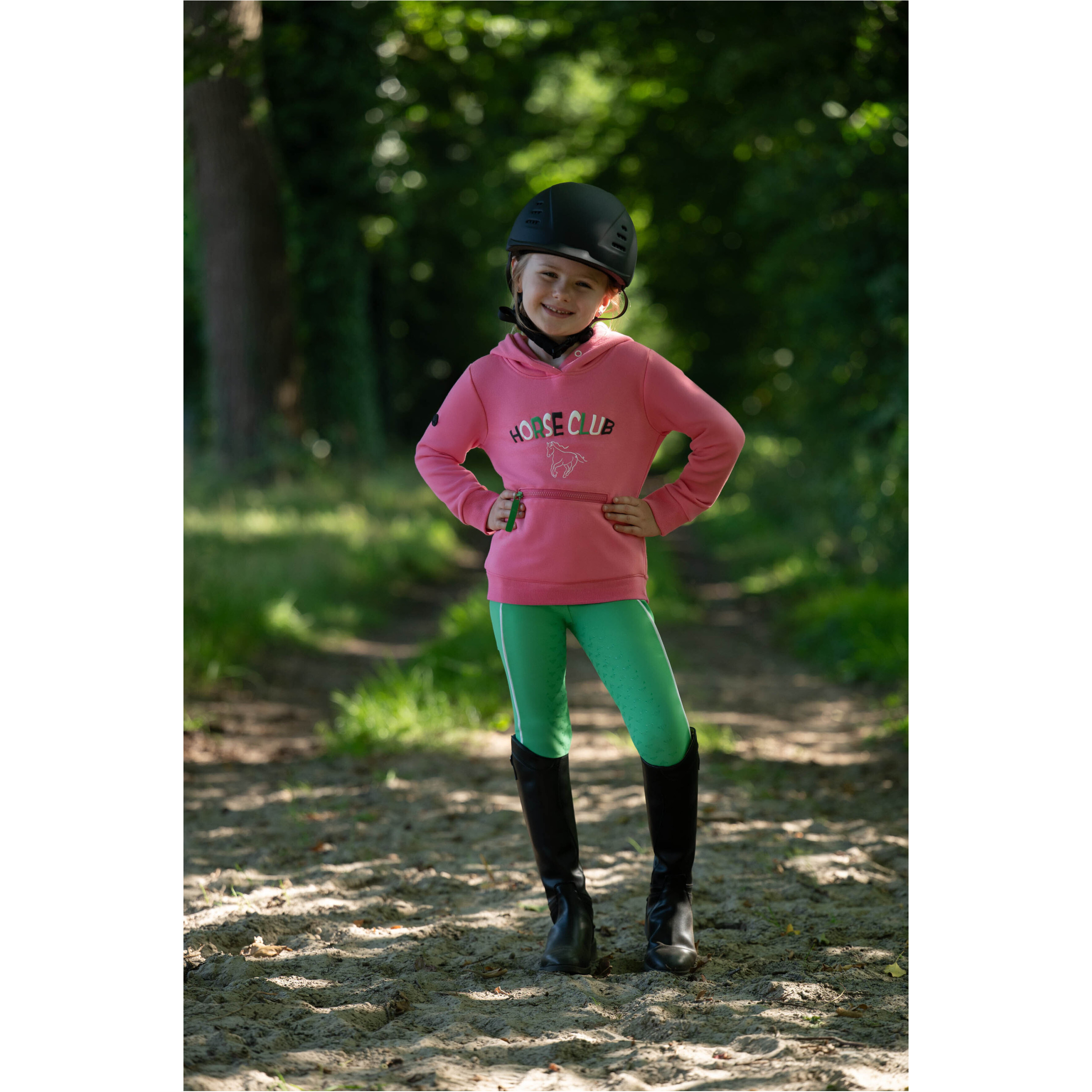 Kinder Reitleggings Silikon Vollbesatz MAUI grün