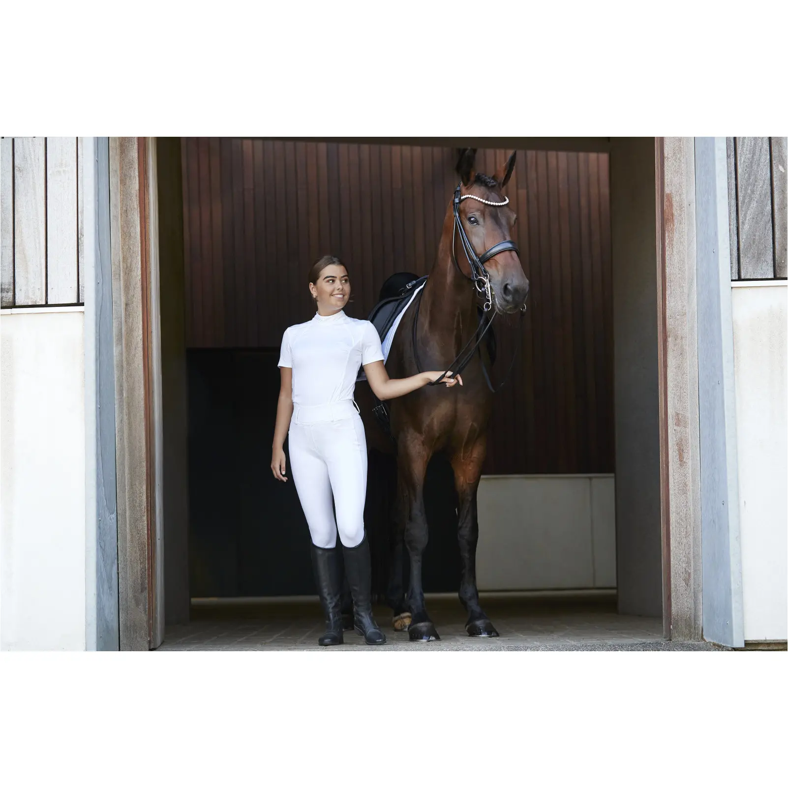 Damen Reitleggings Silikon Vollbesatz KALEA weiß