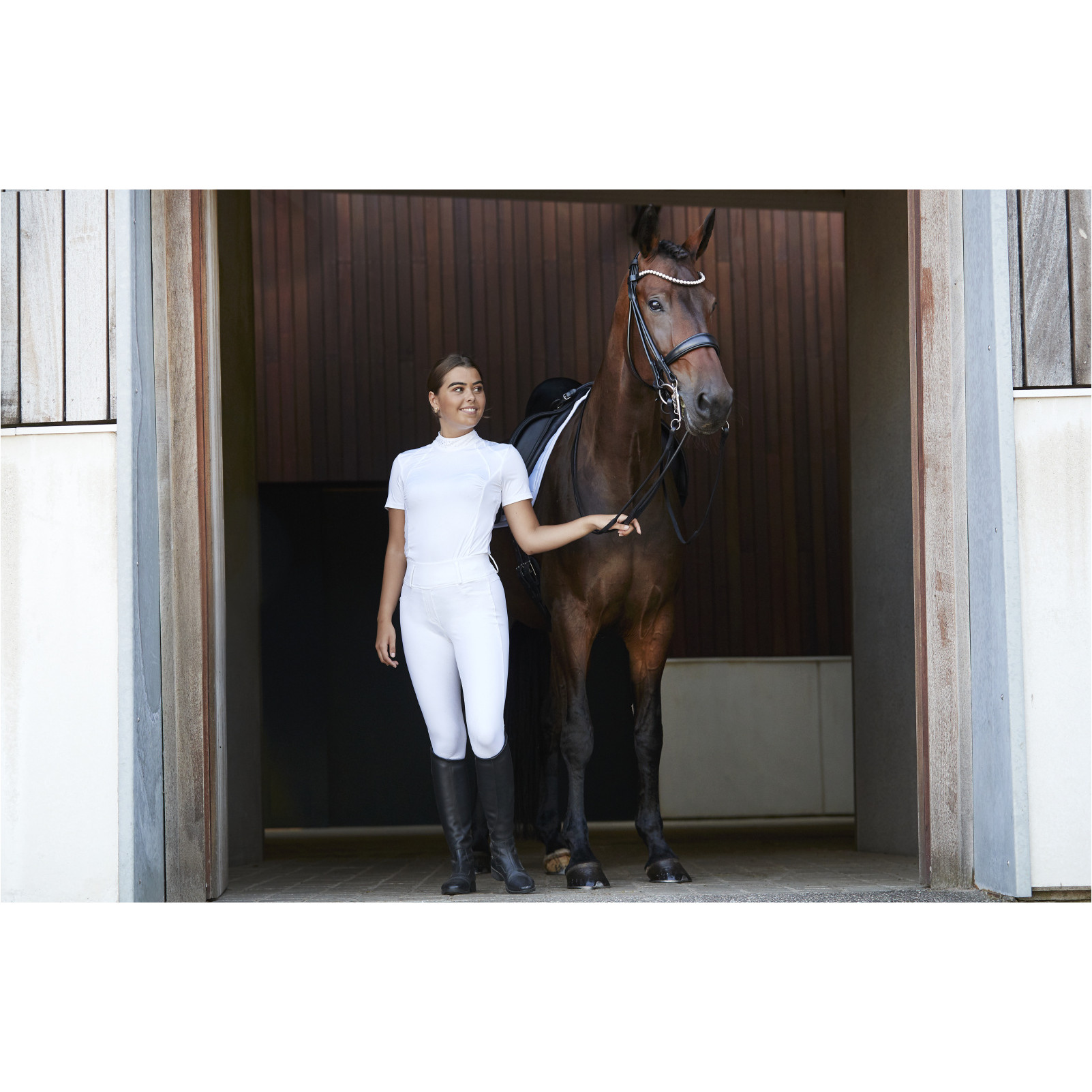 Damen Reitleggings Silikon Vollbesatz KALEA weiß