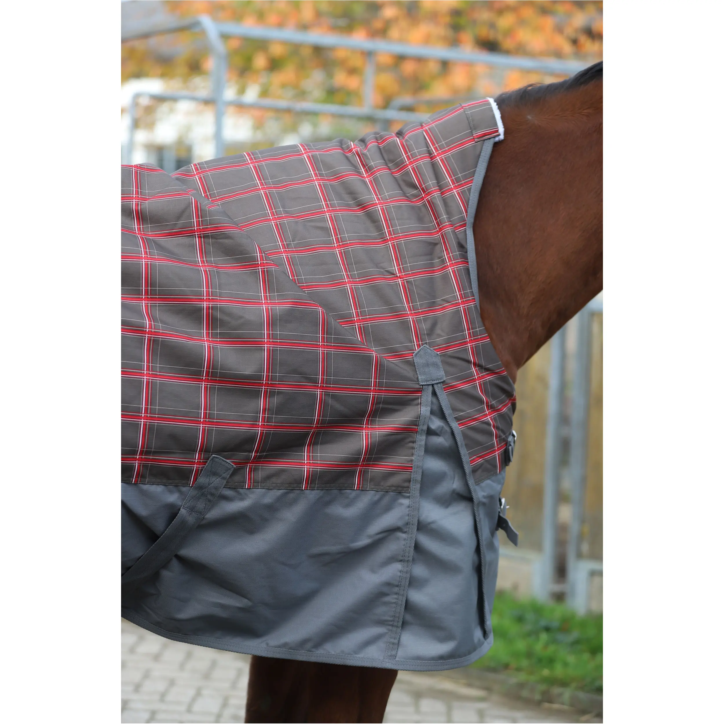 Outdoordecke High Neck 600D mit Polarfleecefutter IRHCustomized grey check/grey