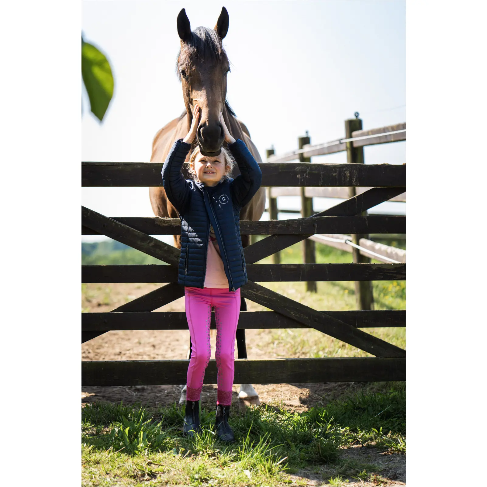 Kinder Reitleggings Silikon Vollbesatz MOLLY HEART GLITZER phlox pink