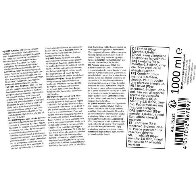 Hufsalbe mit Lorbeerblätteröl und Lanolin schwarz 1000ml