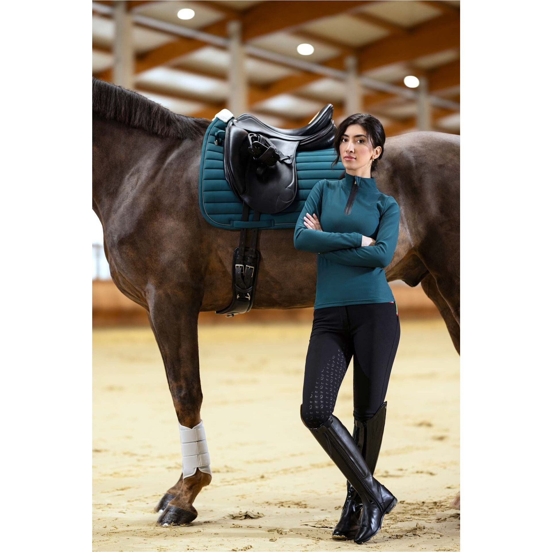 Damen Funktionsshirt LIVIGNO RIBBED dunkelgrün