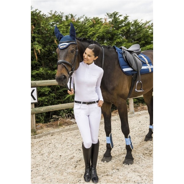 Damen Poloshirt langarm MESH weiß