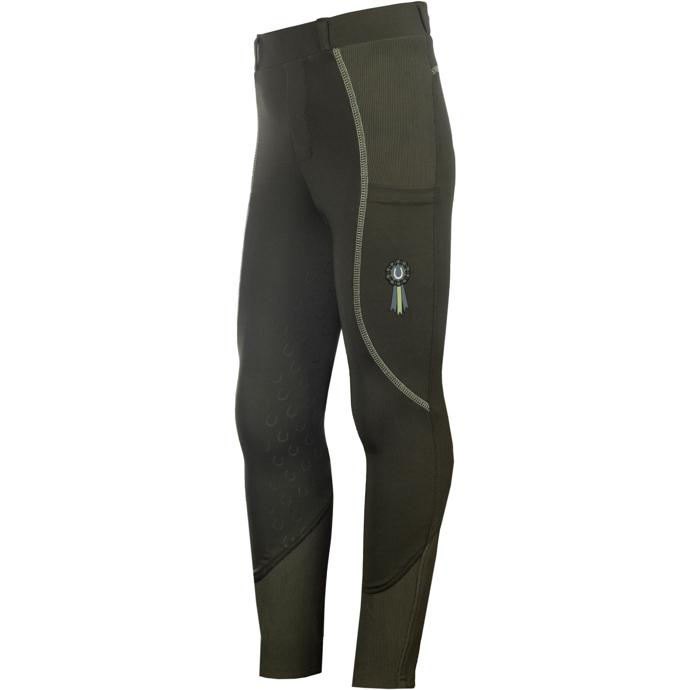Kinder Reitleggings Silikon Vollbesatz CLAIRE graugrün