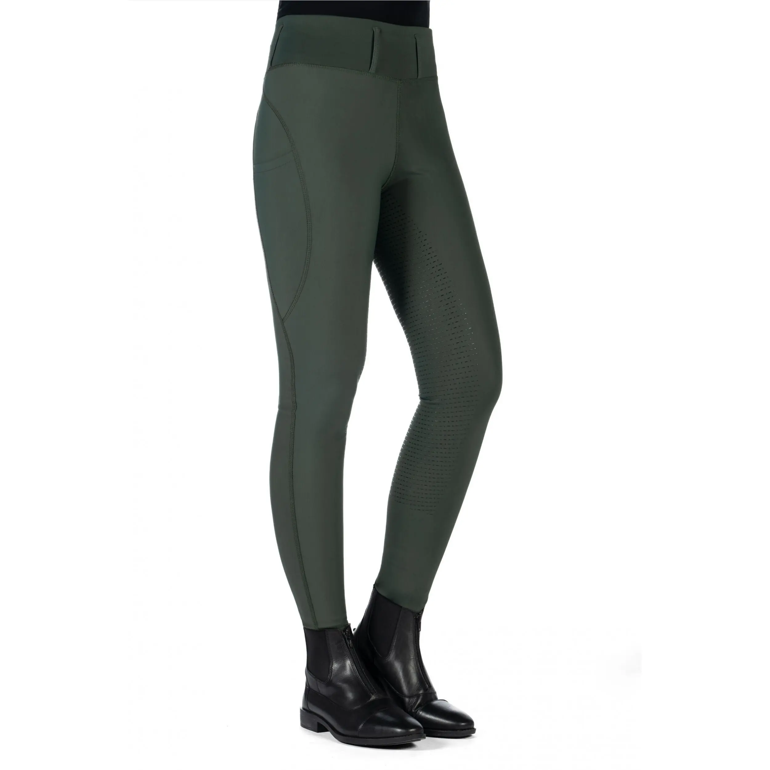 Damen Reitleggings Silikon Vollbesatz JIL HIGH WAIST olivgrün