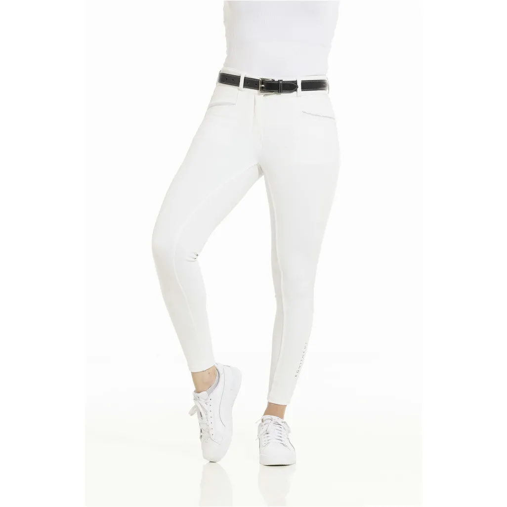 Sommer Damen Reithose Silikon Vollbesatz CLAUDINE Mesh weiß