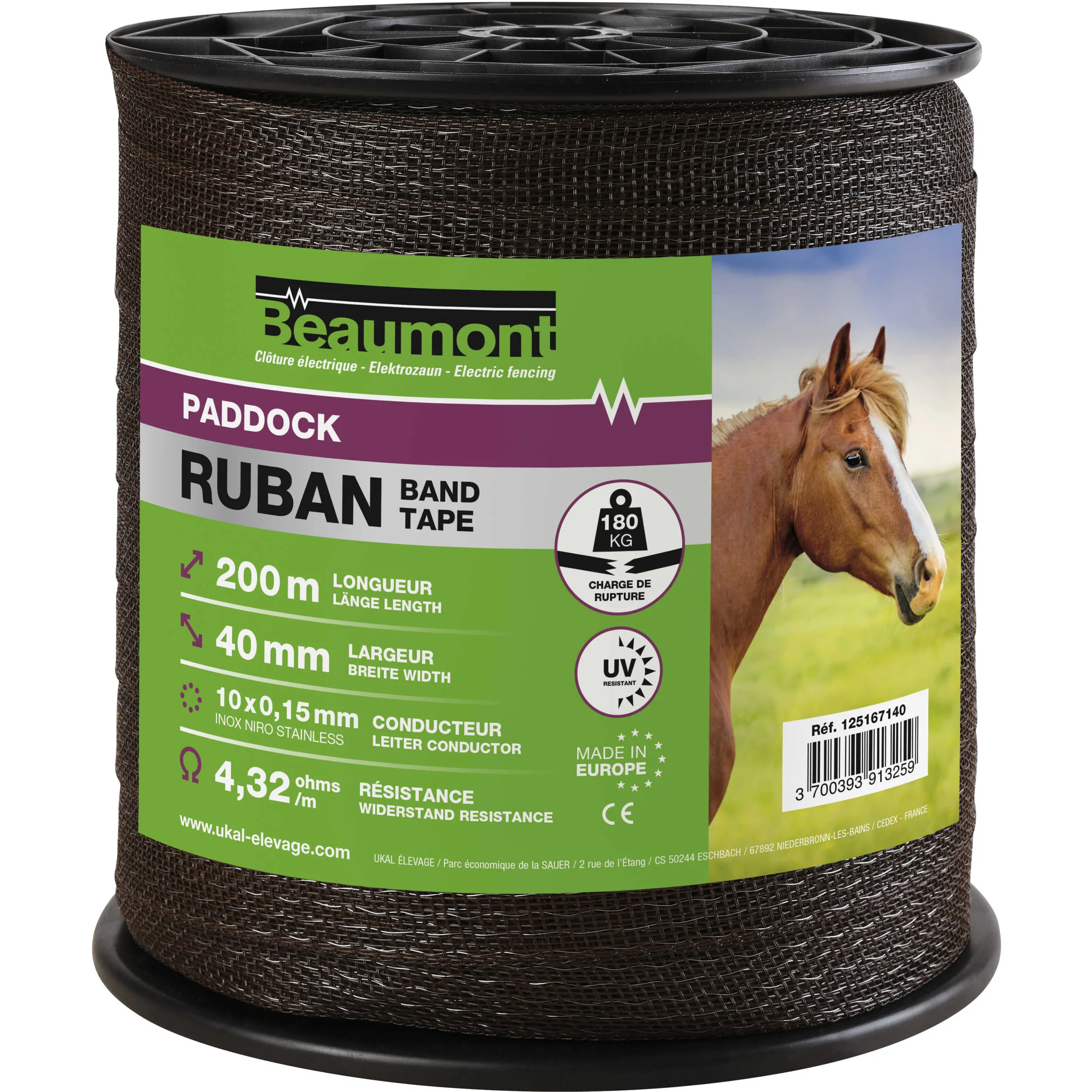 Zaunband Paddock braun 200m/40mm