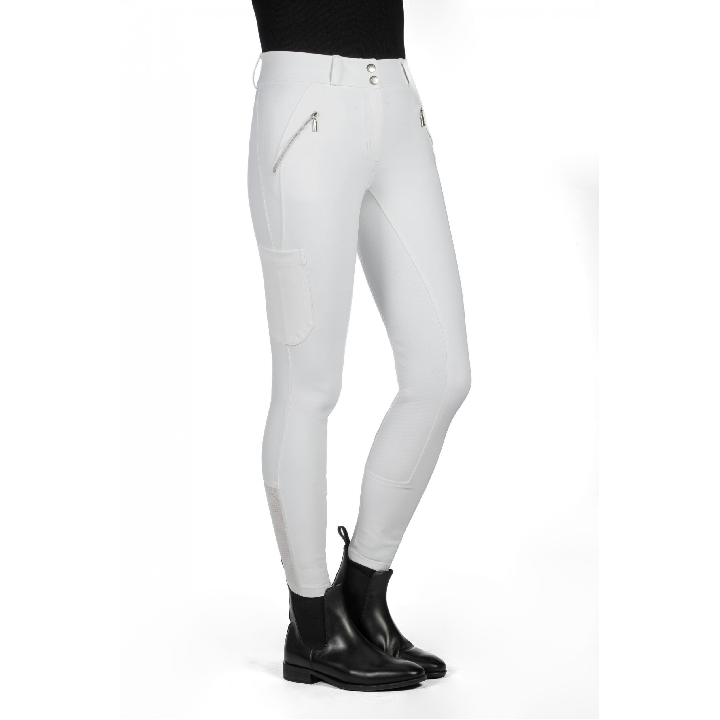 Damen Reithose Silikon Vollbesatz LIA HIGH WAIST weiß